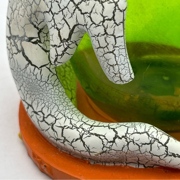 Rare Vtg Kirkland's Halloween Crackled Ghost Candleholder w Green Glass Votive - Picture 9 of 15